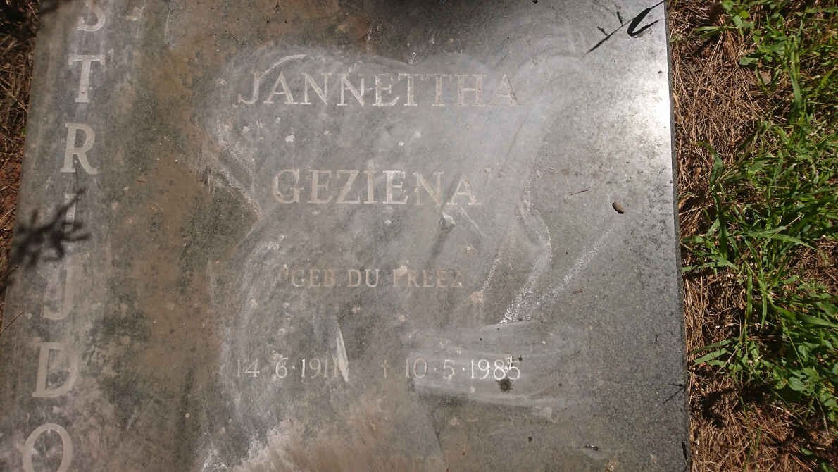 STRIJDOM Jannettha Geziena nee DU PREEZ 1911-1985