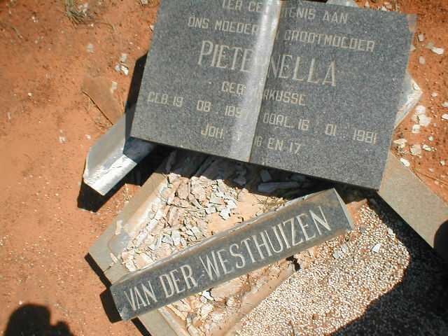 WESTHUIZEN Pieternella, van der geb. MARKUSSE 1897-1981