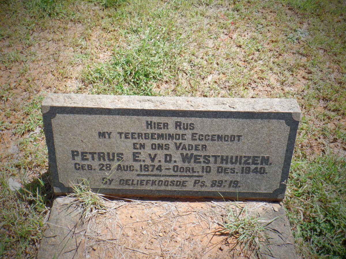 WESTHUIZEN Petrus E., v.d. 1874-1940