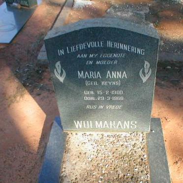 WOLMARANS Maria Anna geb. HEYNS 1900-1966