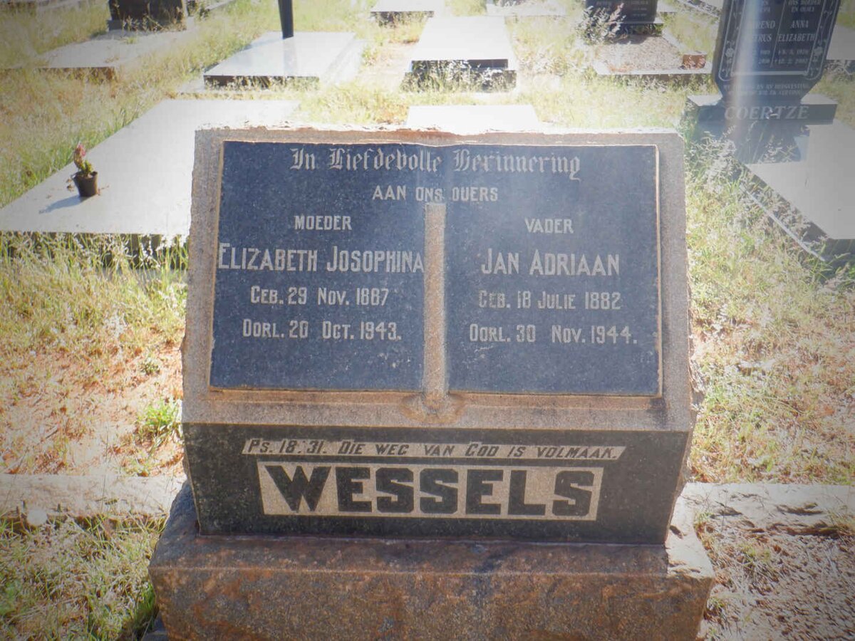 WESSELS Jan Adriaan 1882-1944 &amp; Elizabeth Josophina 1887-1943