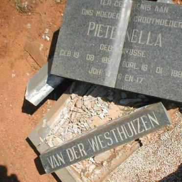 WESTHUIZEN Pieternella, van der geb. MARKUSSE 1897-1981