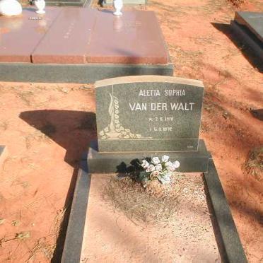 WALT Aletta Sophia, van der 1918-1972