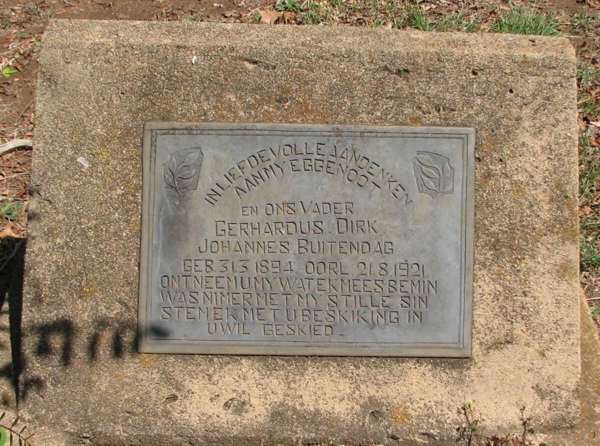 BUITENDAG Gerhardus Dirk Johannes 1894-1921