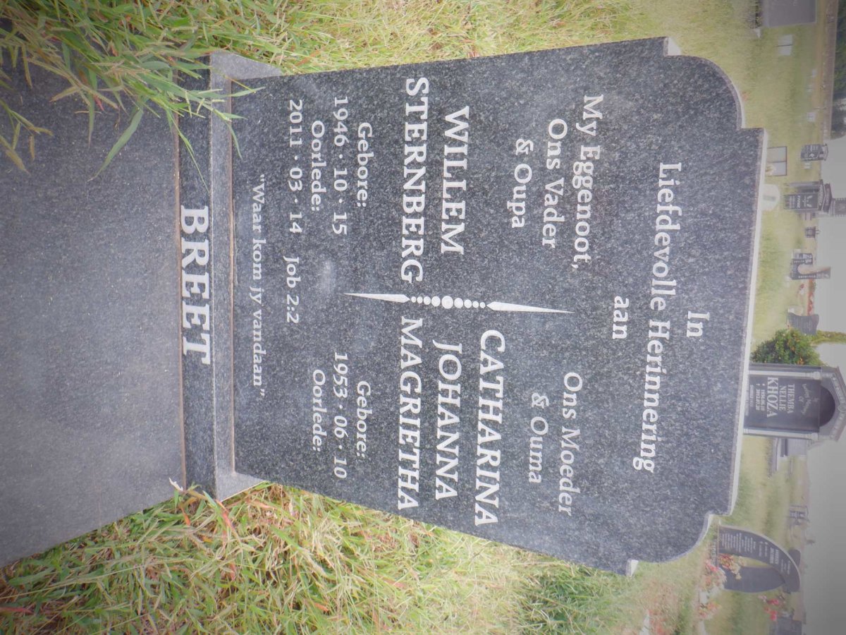 BREET Willem Sternberg 1946-2011 &amp; Catharina Johanna Magrietha 1953-