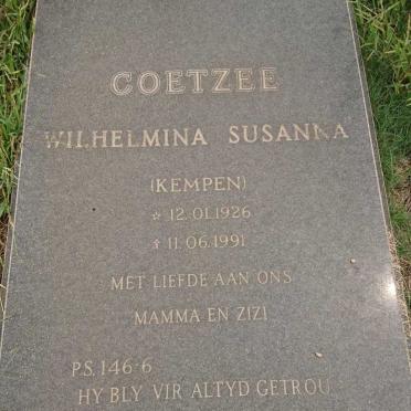 COETZEE Wilhelmina Susanna nee KEMPEN 1926-1991