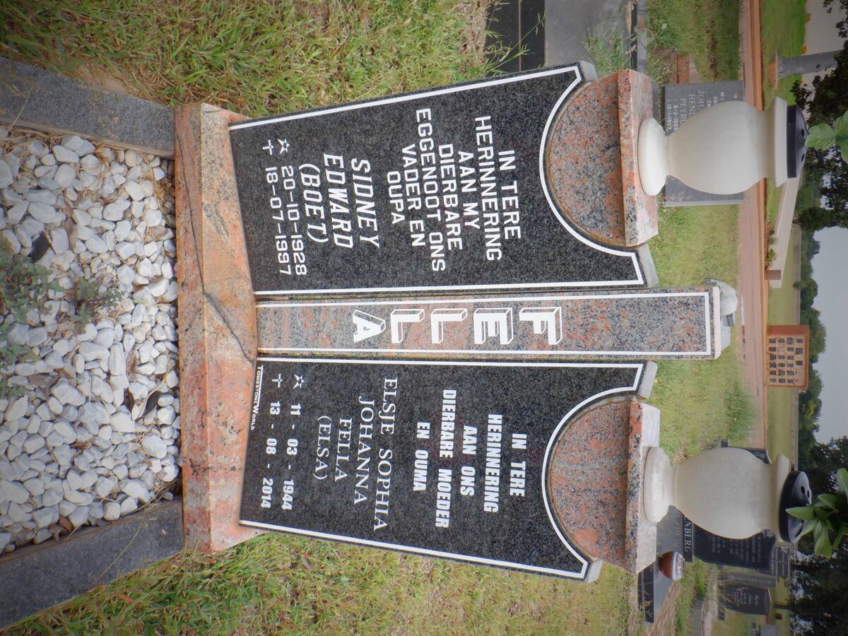 FELLA Sidney Edward 1928-1997 &amp; Elsje Sophia Johanna 1944-2014