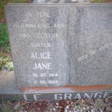 GRANGE Alice Jane, le 1914-1986