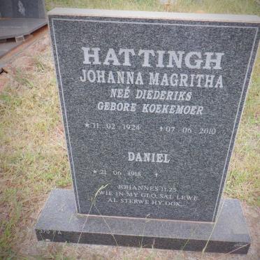 HATTINGH Daniel 1918- &amp; Johanna Magritha KOEKEMOER formerly DIEDERIKS 1924-2010