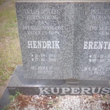 KUPERUS Hendrik 1914-2000 &amp; Erentia A. 1920-2004