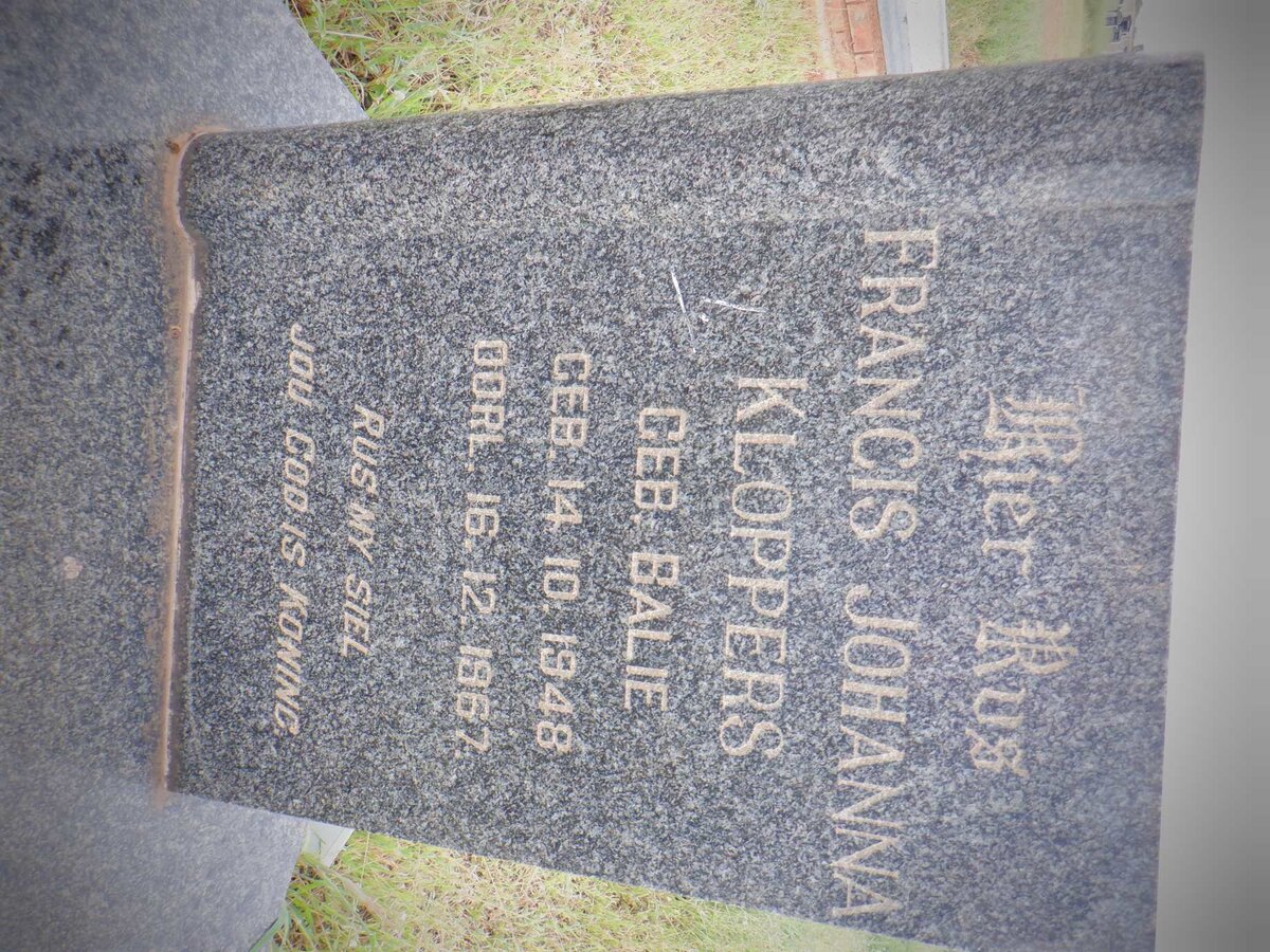 KLOPPERS Francis Johanna nee BALIE 1948-1967