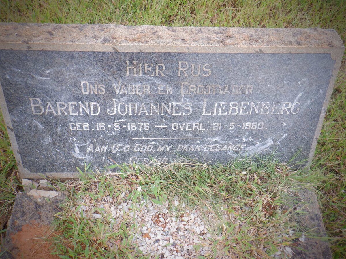 LIEBENBERG Barend Johannes 1876-1960