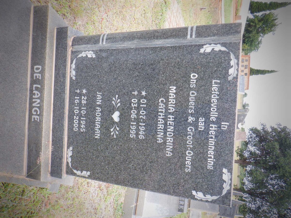 LANGE Jan Adriaan, de 1945-2000 &amp; Maria Hendrina Catharina 1946-1995