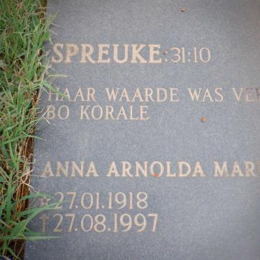 MAREE Anna Arnolda 1918-1997