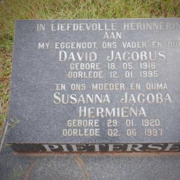 PIETERSE David Jacobus 1918-1995 &amp; Susanna Jacoba Hermiena 1920-1997