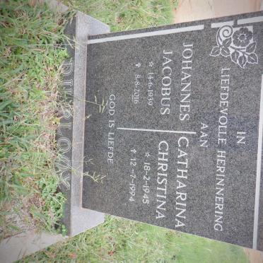PLOOY Johannes Jacobus, du 1939-2016 &amp; Catharina Christina 1945-1994