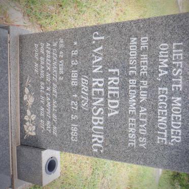 RENSBURG Frieda, J. van nee BRITS 1918-1993