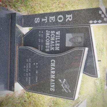 ROETS Willem Schalk Jacobus 1944-2008 &amp; Charmaine 1944-