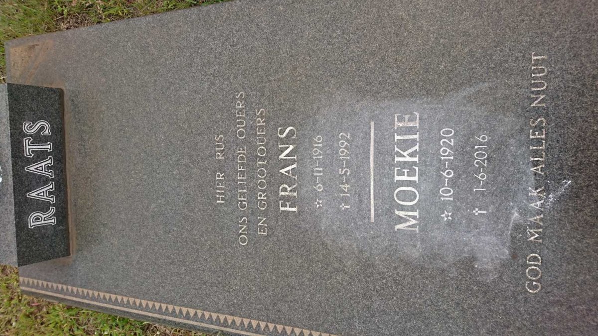 RAATS Frans 1916-1992 &amp; Moekie 1920-1916