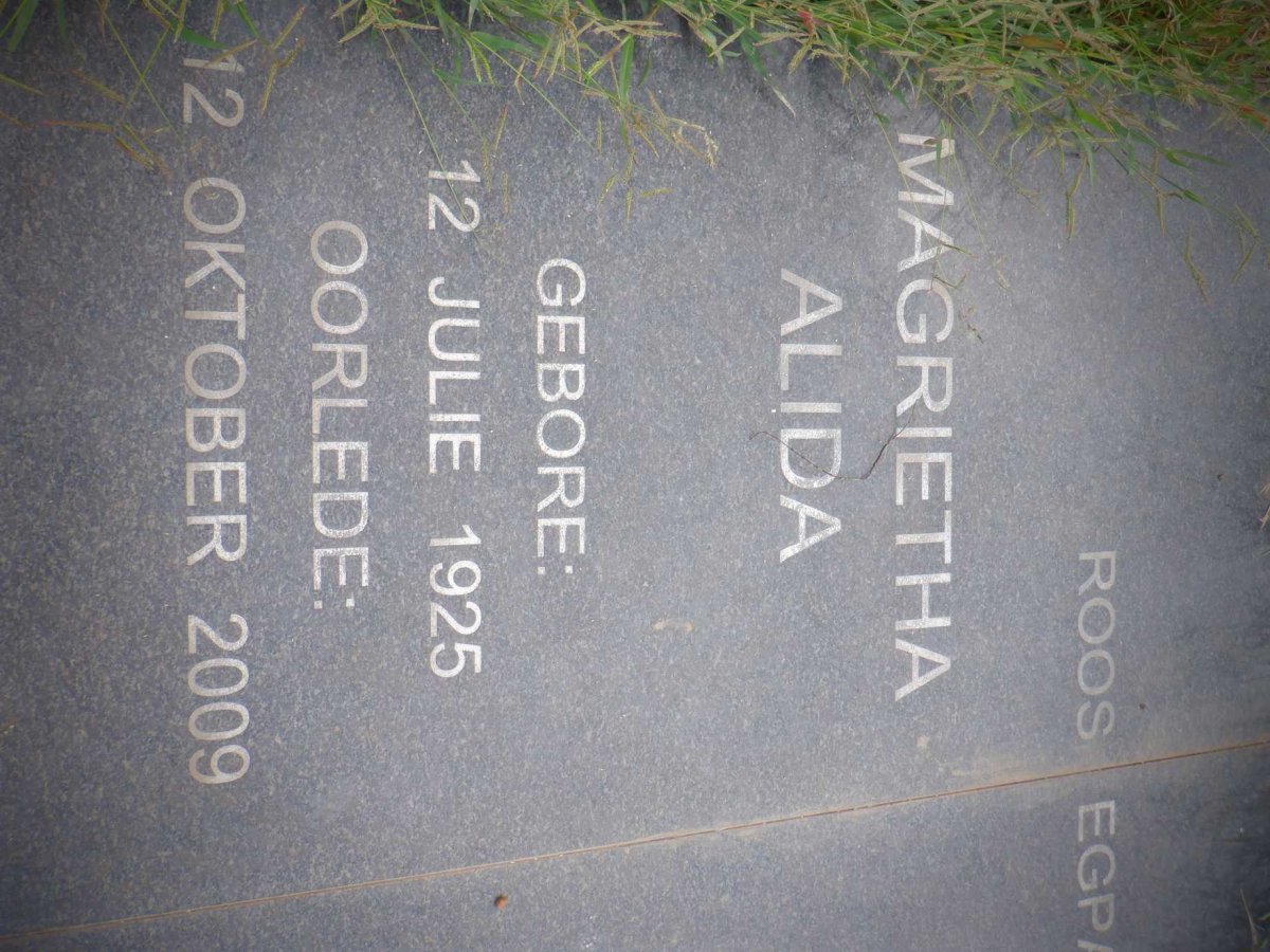 ROOS Magrietha Alida 1925-2009