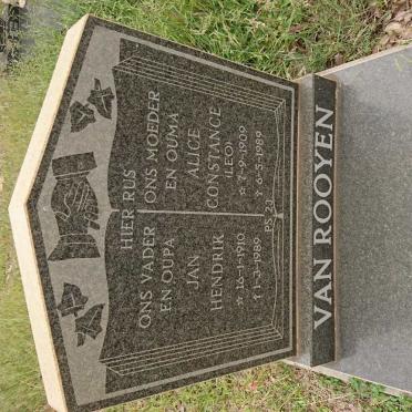 ROOYEN Jan Hendrik, van 1910-1989 &amp; Alice Constance 1909-1989