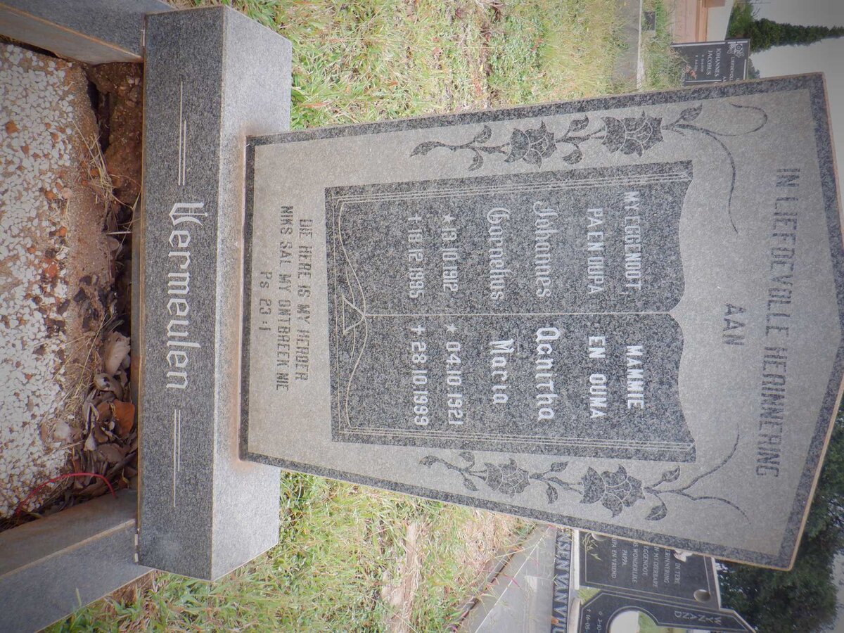 VERMEULEN Johannes Cornelius 1912-1995 &amp; Agnitha Maria 1921-1999