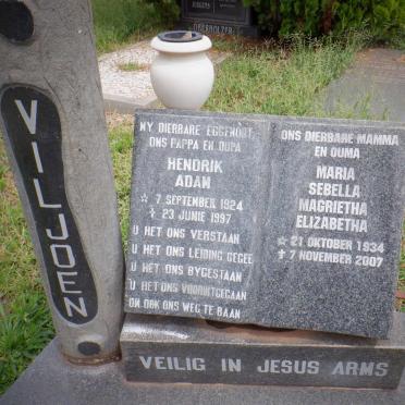 VILJOEN Hendrik Adam 1924-1997 &amp; Maria Sebella Magrietha Elizabetha 1934-2007