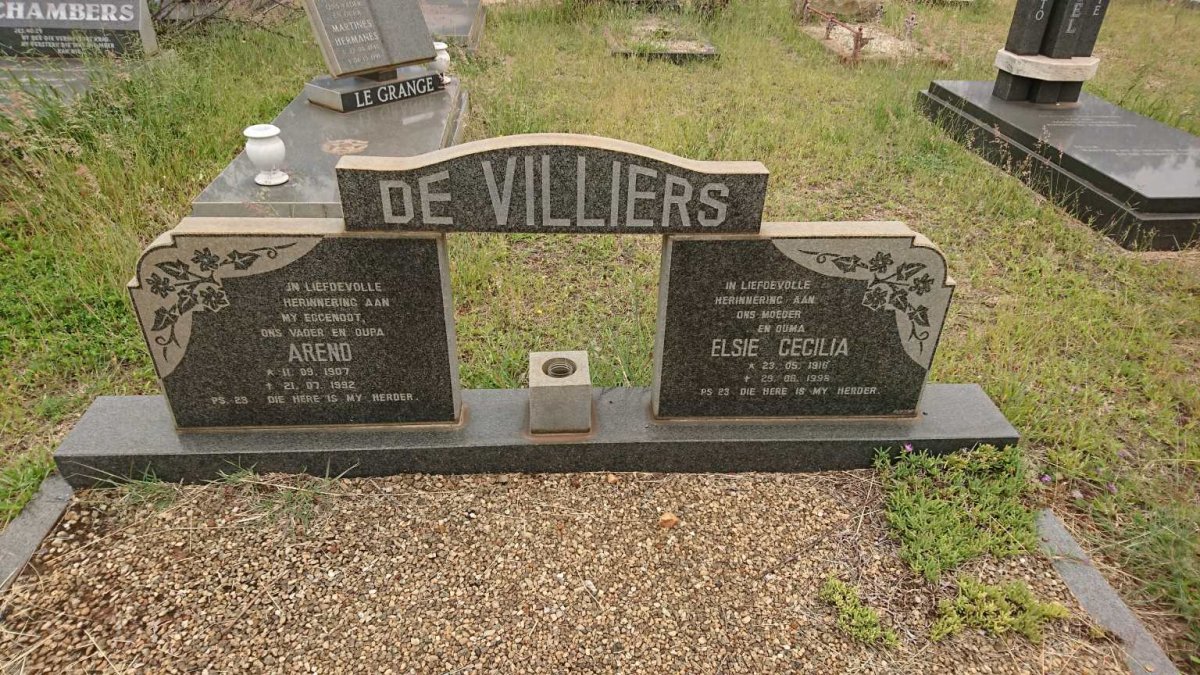 VILLIERS Arend, de 1907-1992 &amp; Elsie Cecilia 1916-1998