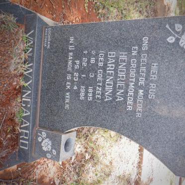 WYNGAARD Hendriena Barendina, van nee COETZEE 1895-1986