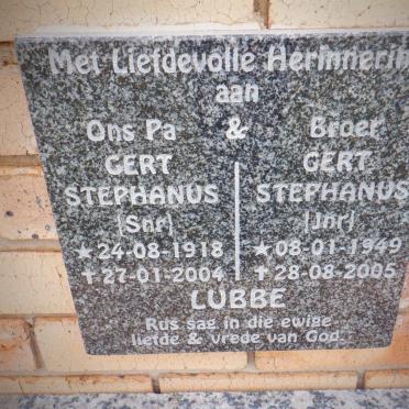 LUBBE Gert Stephanus 1918-2004 :: LUBBE Gert Stephanus 1949-2005