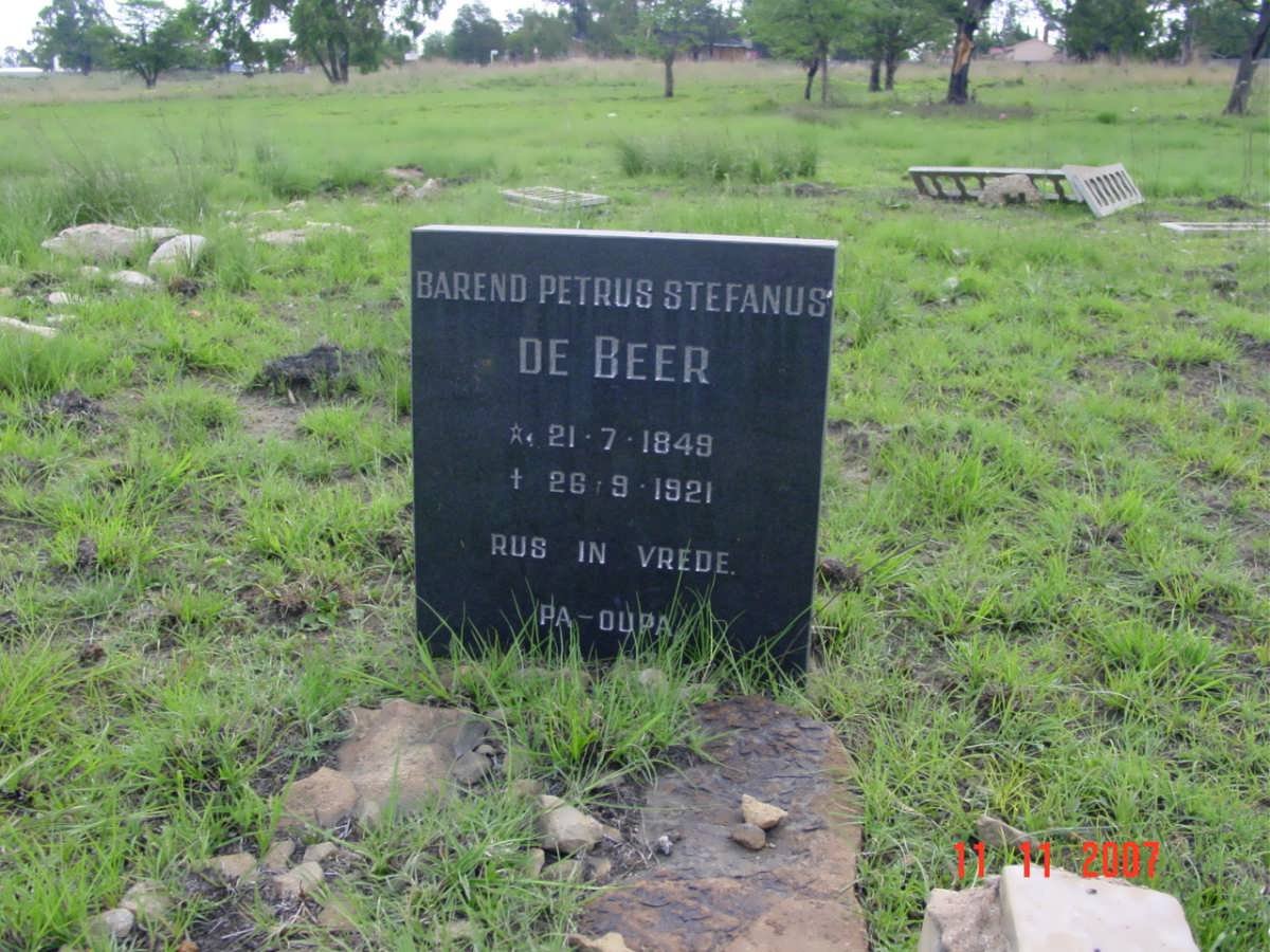 BEER Barend Petrus Stefanus, de 1849-1921