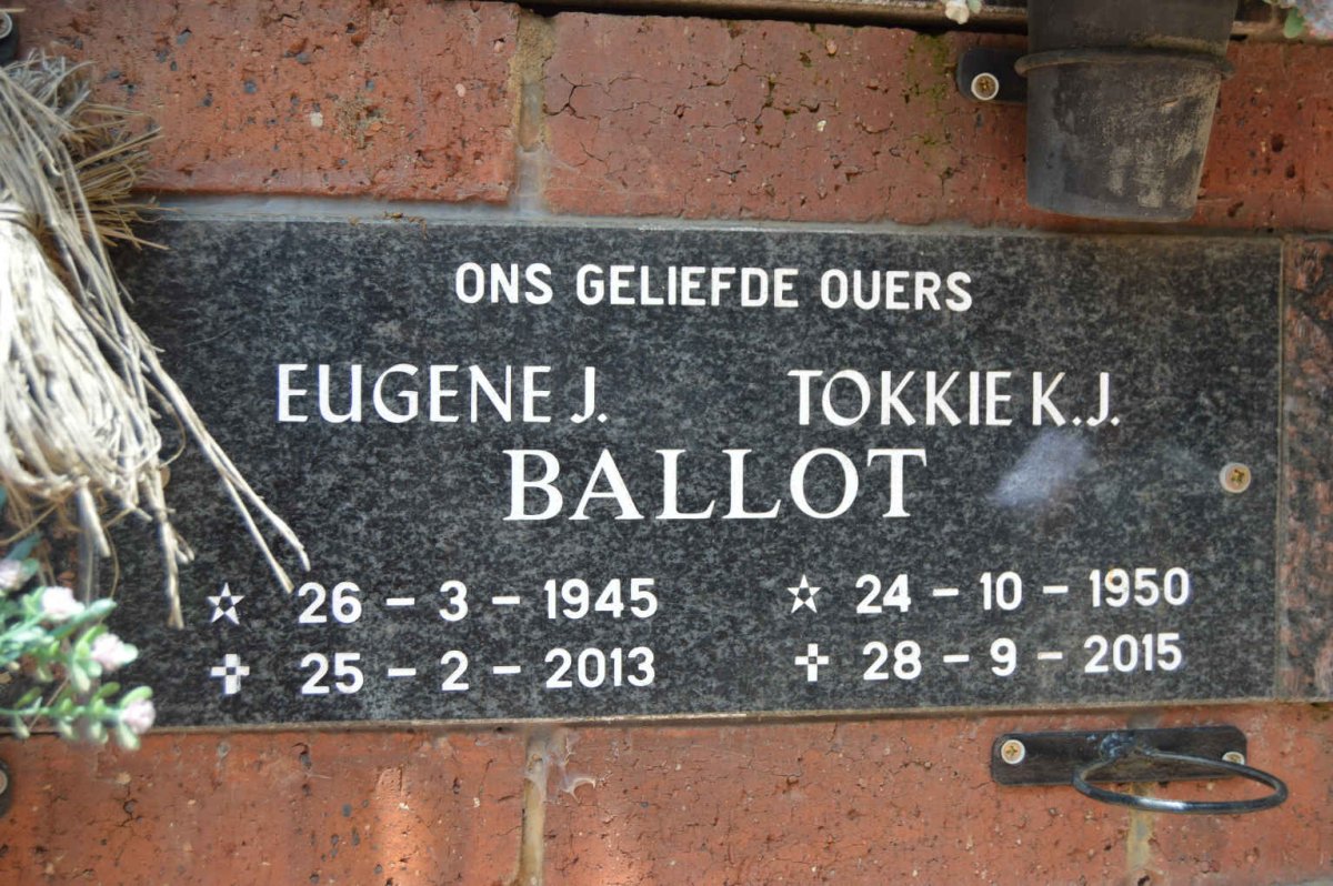 BALLOT Eugene J. 1945-2013 &amp; Tokkie K.J. 1950-2015