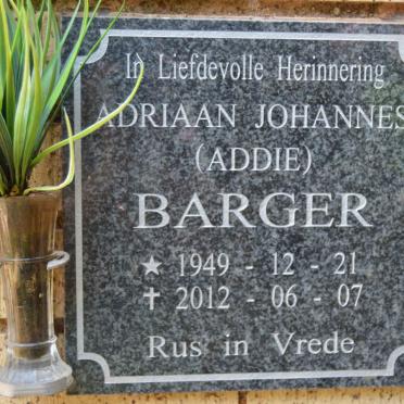 BARGER Adriaan Johannes 1949-2012