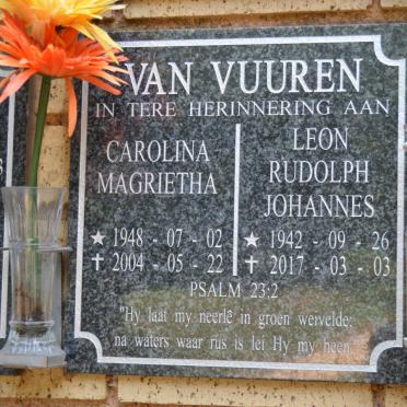 VUUREN Leon Rudolph Johannes, van 1942-2017 &amp; Carolina Magrietha 1948-2004