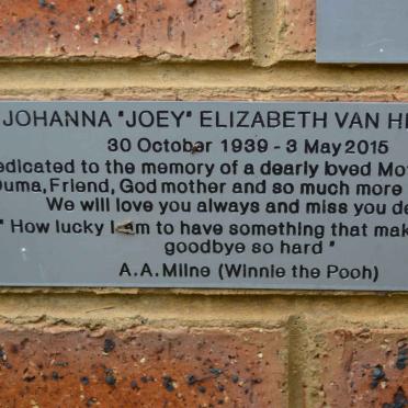 HEERDEN Johanna Elizabeth, van 1939-2015