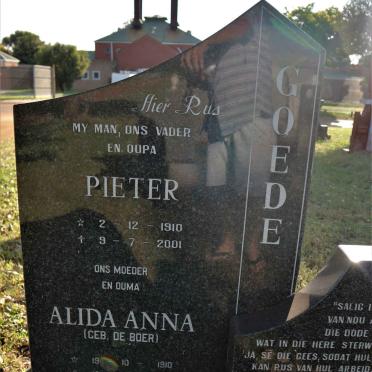 GOEDE Pieter 1910-2001 &amp; Alida Anna DE BOER 1910-2009