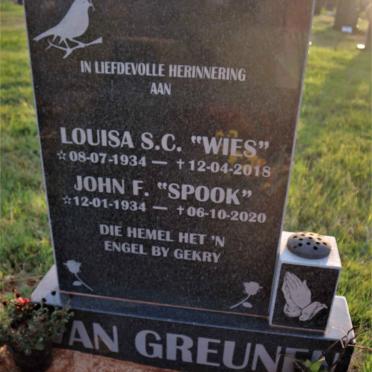 GREUNEN John F., van 1934-2020 &amp; Louisa S.C. 1934-2018