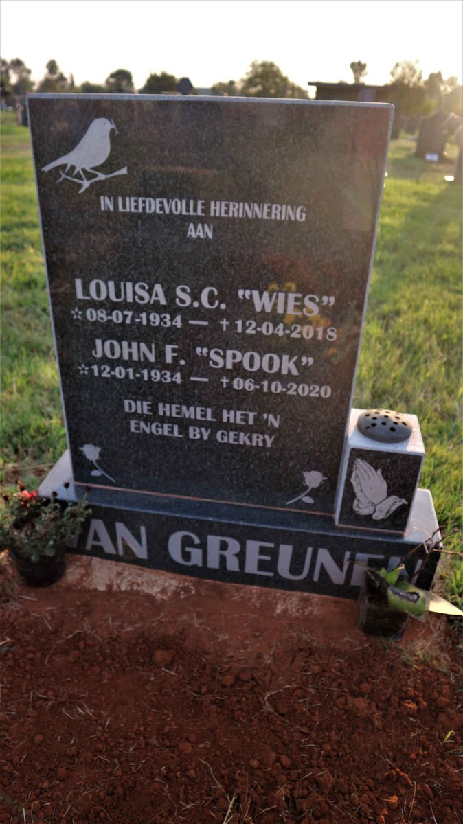 GREUNEN John F., van 1934-2020 &amp; Louisa S.C. 1934-2018