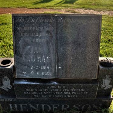 HENDERSON Jan Thomas 1919-2001