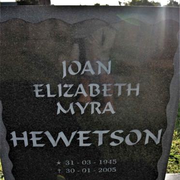 HEWETSON Joan Elizabeth Myra 1945-2005