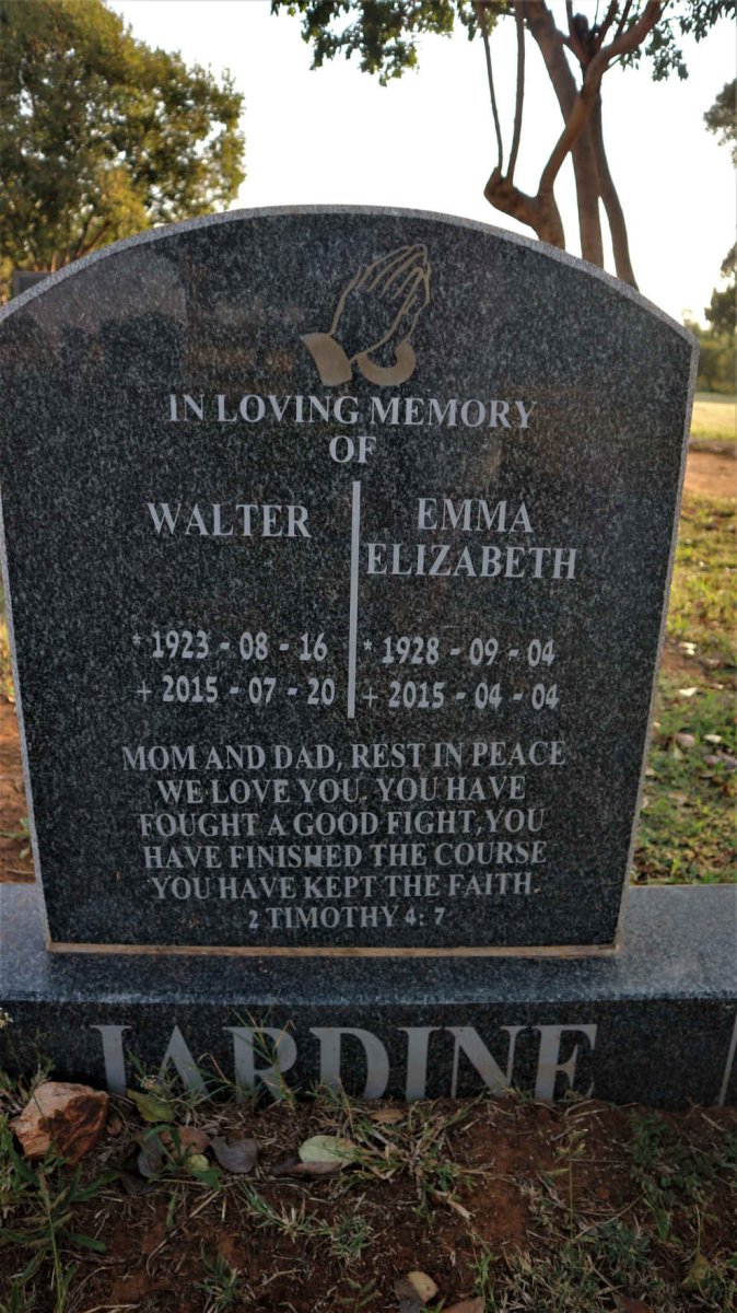 JARDINE Walter 1923-2015 &amp; Emma Elizabeth 1928-2015