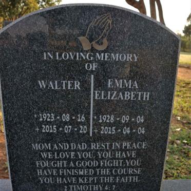 JARDINE Walter 1923-2015 &amp; Emma Elizabeth 1928-2015