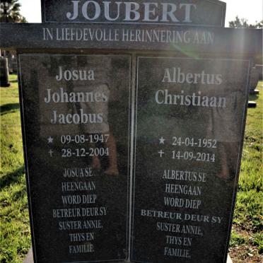 JOUBERT Josua Johannes Jacobus 1947-2004 :: JOUBERT Albertus Christiaan 1952-2014