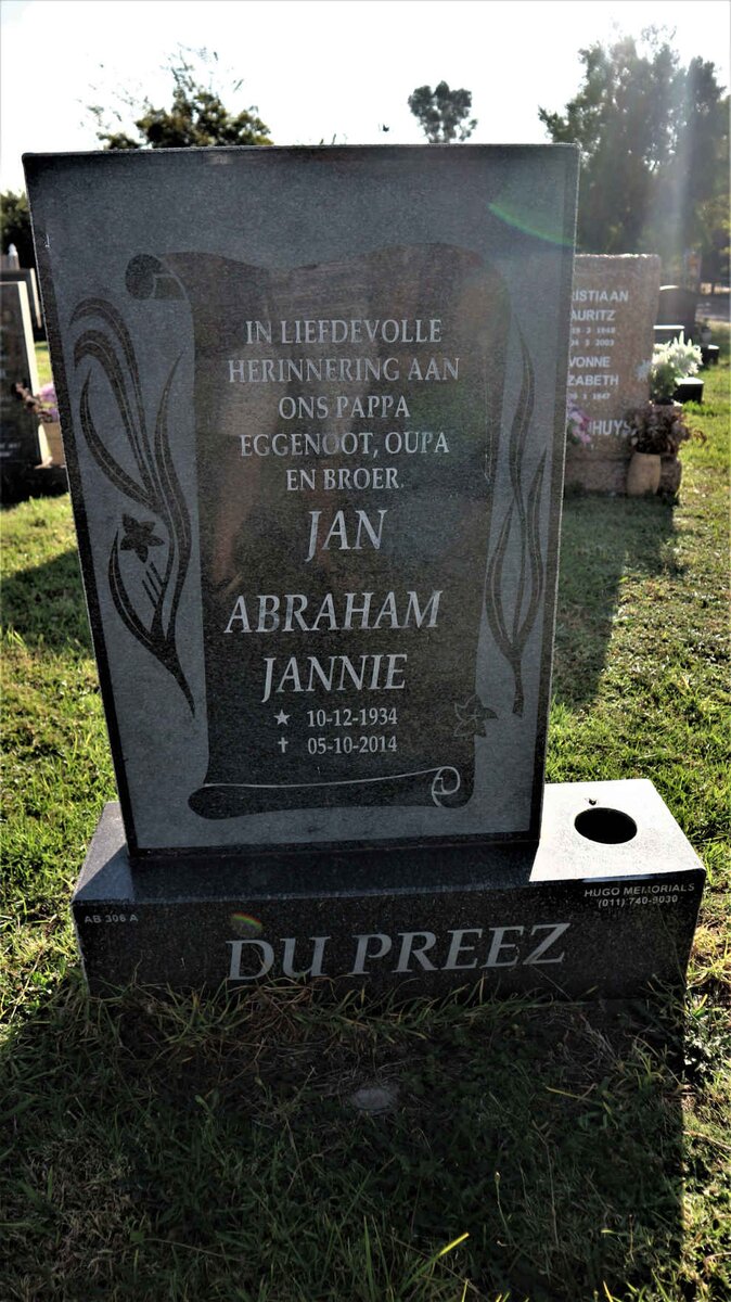 PREEZ Jan Abraham Jannie, du 1934-2014