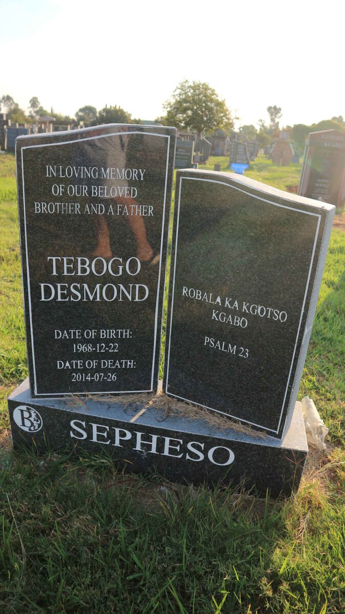 SEPHESO Tebogo Desmond 1968-2014