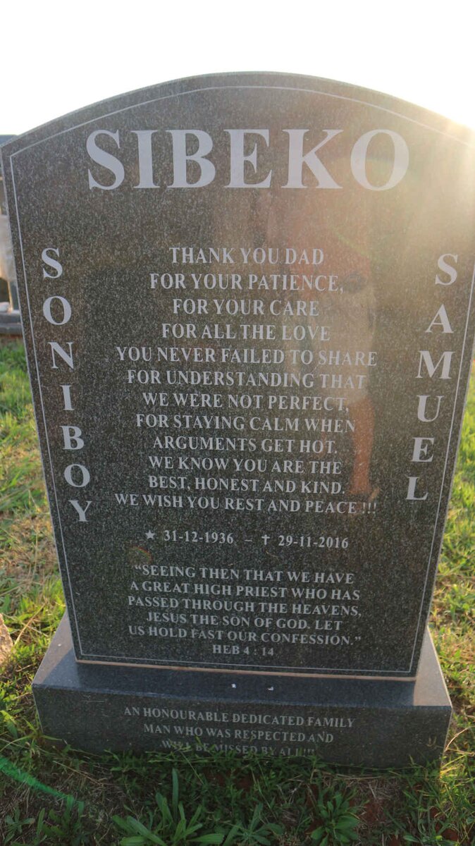 SIBEKO Soniboy Samuel 1936-2016