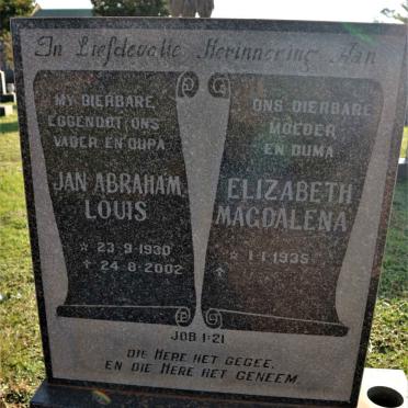 VERMEULEN Jan Abraham Louis 1930-2002 &amp; Elizabeth Magdalena 1935-