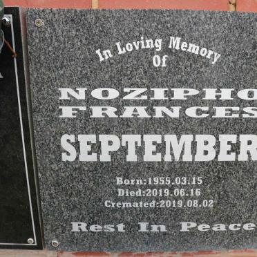 SEPTEMBER Nozipho Frances 1955-2019