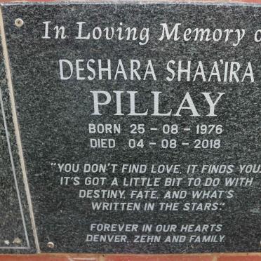 PILLAY Deshara Shaaira 1976-2018
