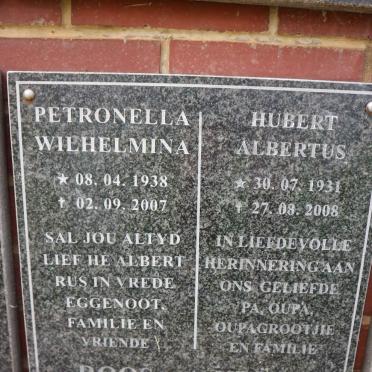 KRUGER Hubert Albertus 1931-2008 &amp; Petronella Wilhelmina ROOS 1938-2007
